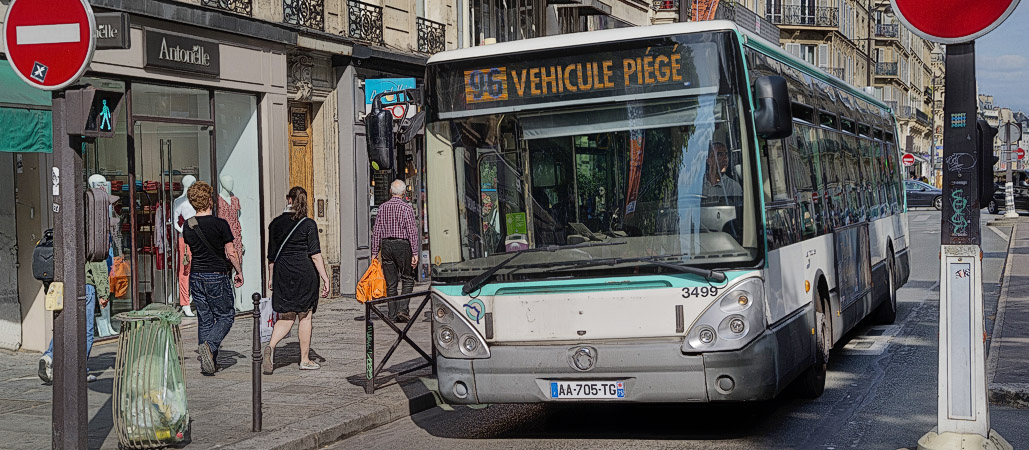 A boobytrapped RATP bus in Paris.