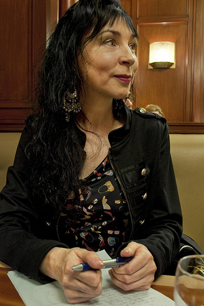 Maria DArcy listening to the discussions and debates at the caf&eacute; Philo, held the first Wednesday of the month at the caf&eacute; Flore at 172, boulevard Saint-Germain.