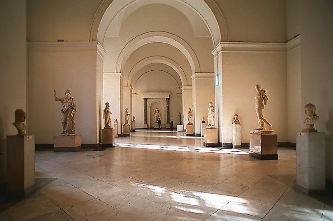 Sculptures inside the Naples National Archaeological Museum.