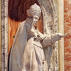 A statue of a pope inside Saint Peter’s basilica in Rome.