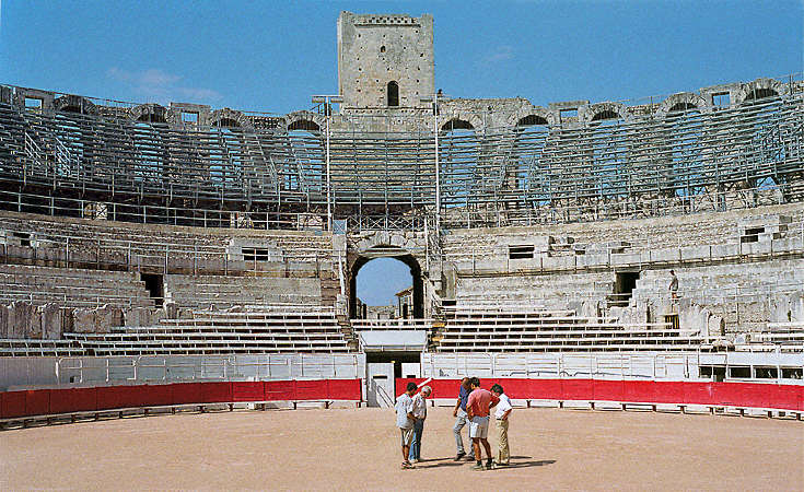 Inside the Roman arena in Arles.