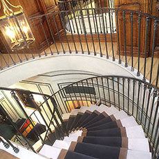A staircase inside the Arnys clothing store.