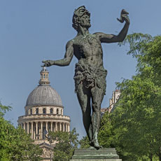 The bronze statue in the Luxembourg Gardens entitled «L’Acteur Grec» by baron Charles-Arthur Bourgeois.