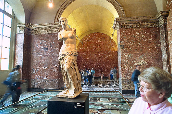 The Venus de Milo in the Sully Wing of the Louvre Museum.