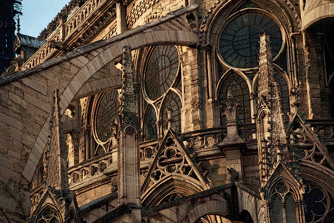 Des arcs-boutants du chevet de Notre-Dame.