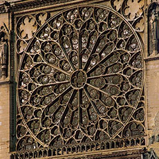 La rosace sur la façade sud de Notre-Dame.