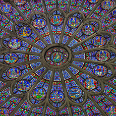 The northern rose window inside Notre-Dame Cathedral.
