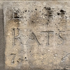 Un panneau de la rue de l’Hôtel-Colbert en dessous son ancien nom, rue des Rats.