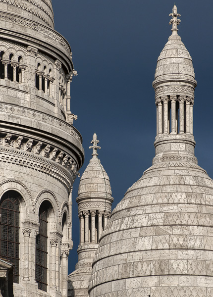 The central, northeast and southeast cupolas of Sacré-Cœur Basilica.