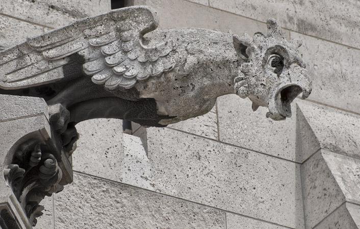 A gargoyle on the west side of Sacré-Cœur Basilica.