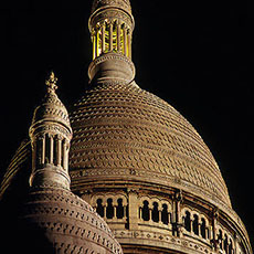 Basilica Sacré-Cœur’s cupolas at night.