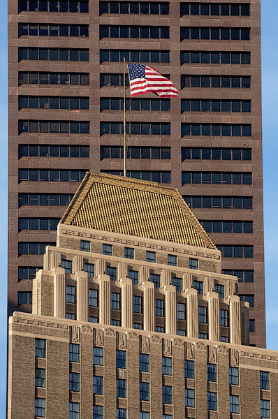 Le United Shoe Machinery Corporation Building et le bâtiment de la Banque de Boston.