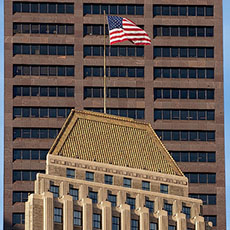 Le United Shoe Machinery Corporation et le bâtiment de la Banque de Boston.