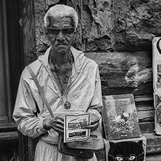 A man selling catnip in New York.