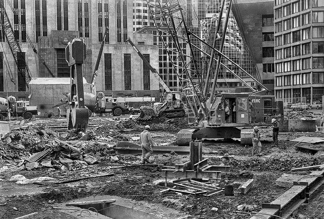 The construction site of the Garage at Post Office Square in the Financial District, Boston.