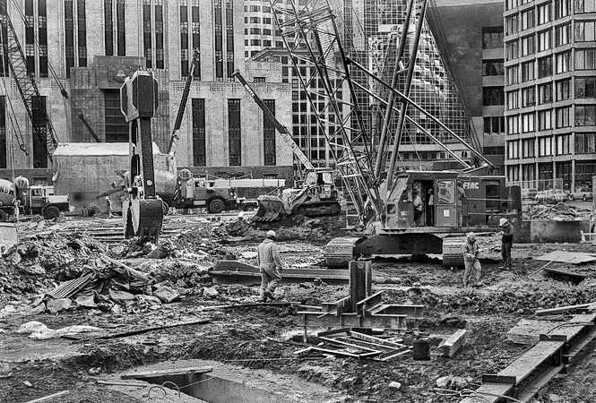Le chantier de construction au Post Office Square Park à Boston HEIGHT=450 WIDTH=665 .