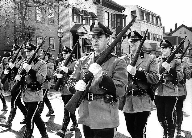 State Troopers in the Saint Patrick’s day parade in South Boston.