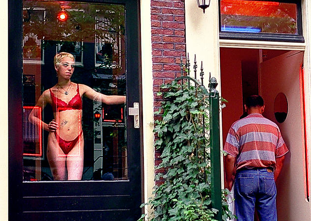 A woman in Amsterdam’s Red Light district