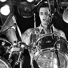 Peter Prescott of the Volcano Suns playing the drums at the Rathskeller in Kenmore Square.