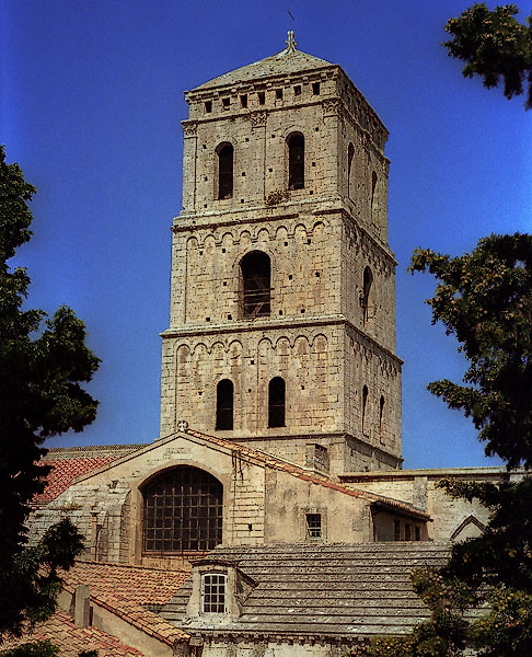 The tower of Saint Trophime church in Arles.