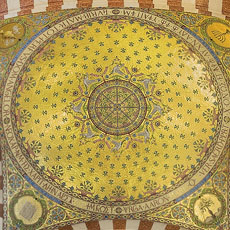 The ceiling above the high altar inside the Neo-Byzantine Basilique Notre-Dame-de-la-Garde in Marseille