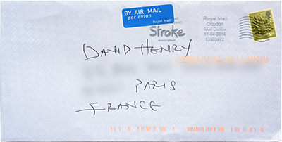 The envelope is stamped “Royal Mail Croyden Mail Centre 11-04-2016, 135039772”.