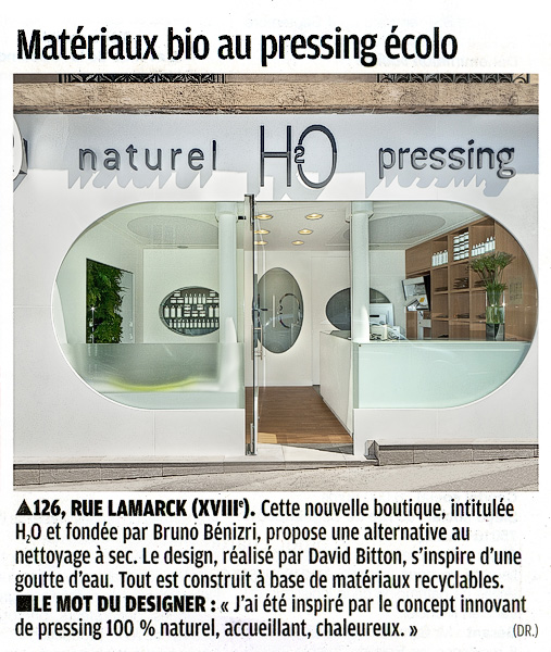 La façade du pressing H2O au 126, rue Lamarck, Paris.